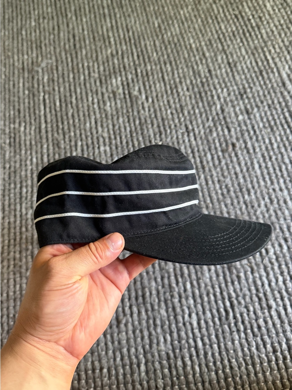 7 1/4 New Era Black Pillbox Hat with White Bands